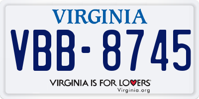VA license plate VBB8745