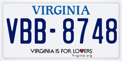 VA license plate VBB8748