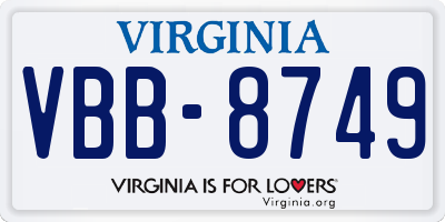 VA license plate VBB8749