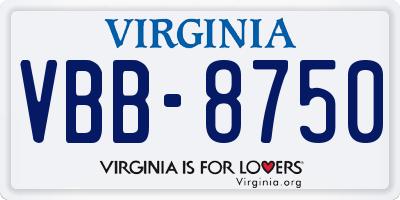 VA license plate VBB8750