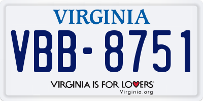 VA license plate VBB8751