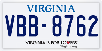 VA license plate VBB8762