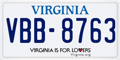 VA license plate VBB8763