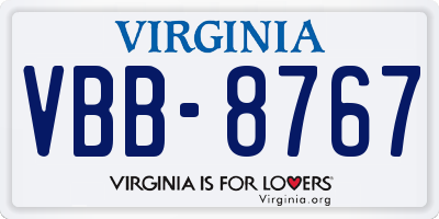 VA license plate VBB8767