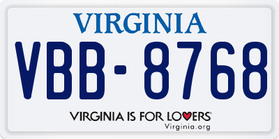 VA license plate VBB8768