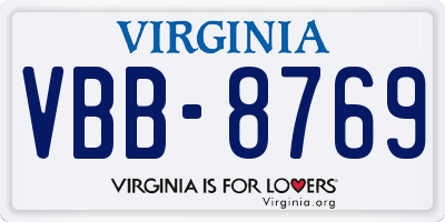 VA license plate VBB8769