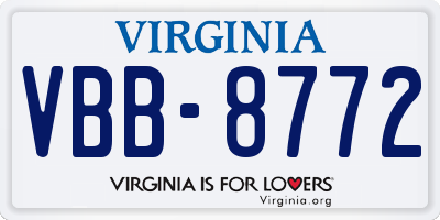 VA license plate VBB8772