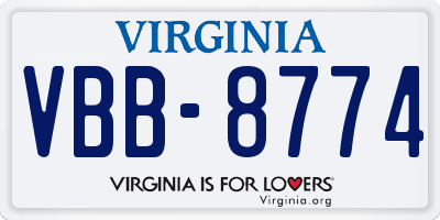 VA license plate VBB8774