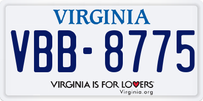 VA license plate VBB8775
