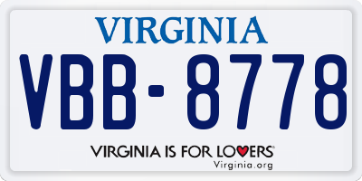 VA license plate VBB8778