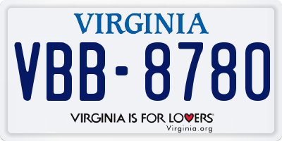 VA license plate VBB8780