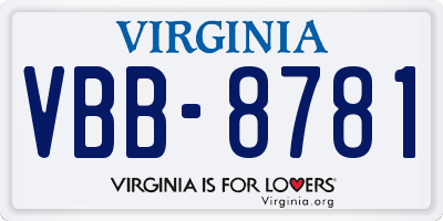 VA license plate VBB8781