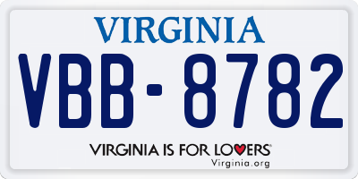 VA license plate VBB8782