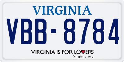 VA license plate VBB8784