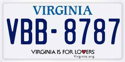 VA license plate VBB8787