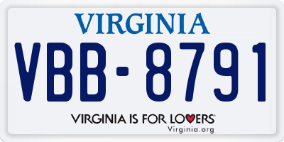 VA license plate VBB8791