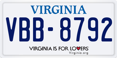 VA license plate VBB8792