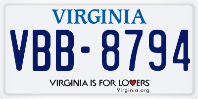 VA license plate VBB8794