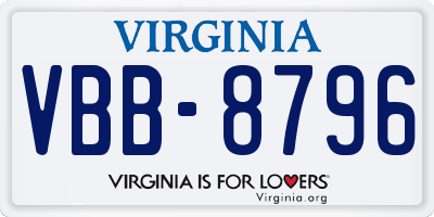 VA license plate VBB8796