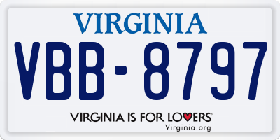 VA license plate VBB8797
