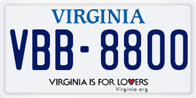 VA license plate VBB8800