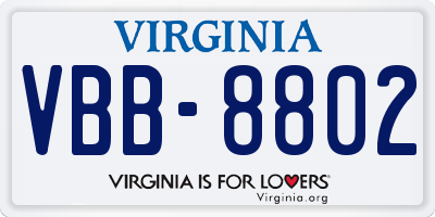 VA license plate VBB8802