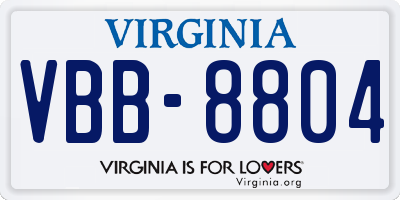 VA license plate VBB8804