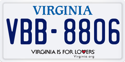 VA license plate VBB8806