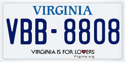 VA license plate VBB8808