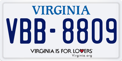 VA license plate VBB8809