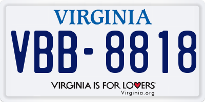 VA license plate VBB8818