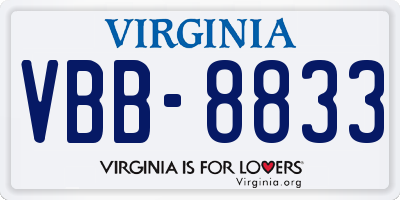 VA license plate VBB8833
