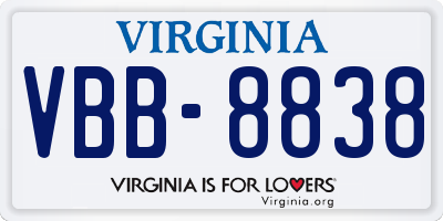 VA license plate VBB8838