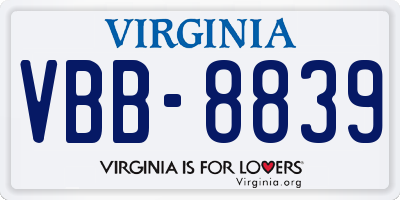 VA license plate VBB8839