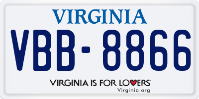 VA license plate VBB8866
