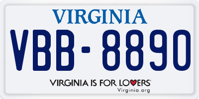 VA license plate VBB8890