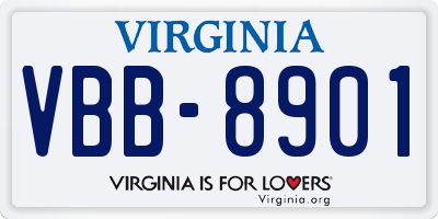 VA license plate VBB8901