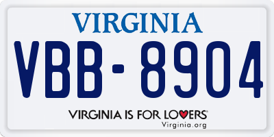 VA license plate VBB8904