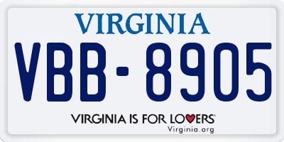 VA license plate VBB8905