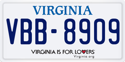 VA license plate VBB8909