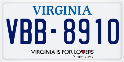 VA license plate VBB8910
