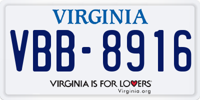 VA license plate VBB8916