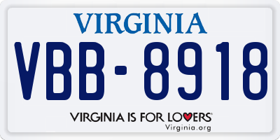 VA license plate VBB8918