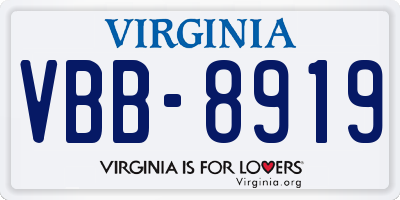 VA license plate VBB8919