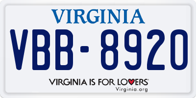 VA license plate VBB8920