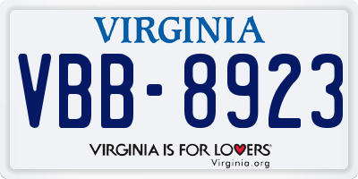 VA license plate VBB8923