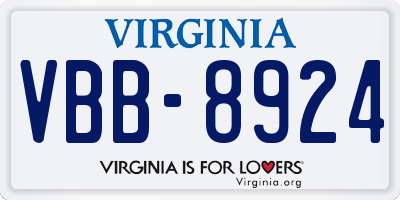 VA license plate VBB8924