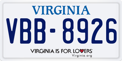 VA license plate VBB8926