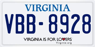 VA license plate VBB8928