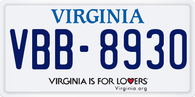 VA license plate VBB8930